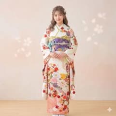 振袖フルセット 白 ピンク 成人式 草履バック付 裄66.2cm S-224 - メルカリ