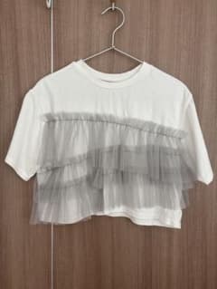 チュールレイヤード風 半袖Tシャツ ホワイトのサムネイル