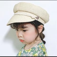キッズ帽子 マリンキャップ キャスケット ベージュ 麦わら帽子のサムネイル