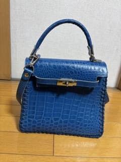 クロコダイル風青ハンドバッグのサムネイル