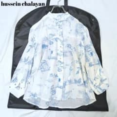 美品✨フセインチャラヤン 花柄シアーシャツブラウス くしゅくしゅ 40 