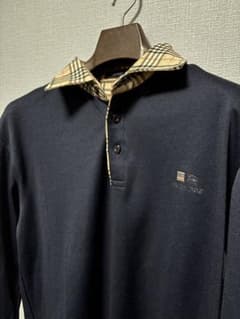 新品・未着用　Burberry ネイビー チェック襟 ポロシャツ　父の日 BURBERRY ネイビー ポロシャツ 半袖 チェック襟 - メルカリ