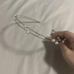 パール＆ビジュー カチューシャ シルバーのサムネイル
