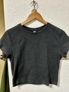 GU リブクルーネックT 半袖 チャコールグレー Lのサムネイル