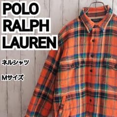 【ポロラルフローレン】裏ボア チェック柄 ネルシャツ M オレンジ ポロラルフローレン】裏ボア チェック柄 ネルシャツ M オレンジ - メルカリ