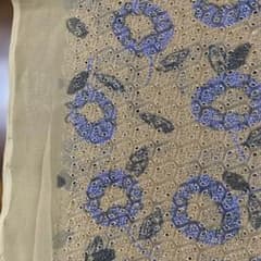 115cm×230cm花柄プリント生地 ベージュ×紫のサムネイル