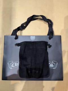 きんにくごりら様CHROME HEARTS巾着袋＋ショッパー黒 総柄 保管皺有 CHROME HEARTS レザー 巾着袋 革袋 クロムハーツ レザーポーチ 大