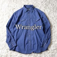 90s Wrangler Western Shirt Plaid Blueのサムネイル
