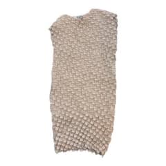 【ISSEY MIYAKE】美品！ノースリーブワンピース　3D加工　ベージュ ISSEY MIYAKE】ノースリーブワンピース 3D加工 ベージュ - メルカリ