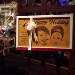 結婚式 ウェルカムボード コルクボード時計 似顔絵オーダーのサムネイル