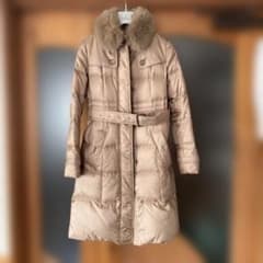 BURBERRYベージュフォックスファーロングダウンジャケット三陽商会 