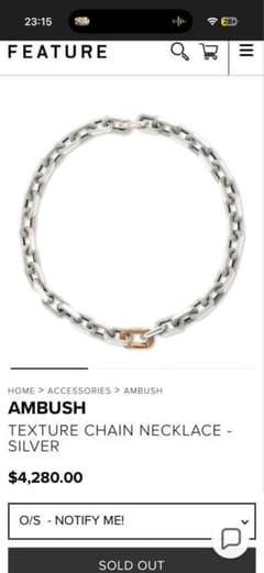 AmbushアンブッシュTEXTURE CHAIN NECKLACE GOLD - メルカリ