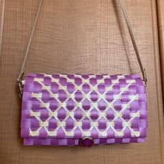 ppバンド　ショルダーバック　紫✖️ベージュのサムネイル