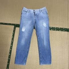 ライトブルー ダメージ加工 ストレートデニムのサムネイル