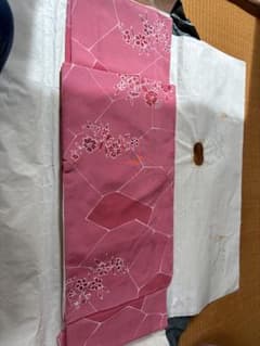 着物 小紋 ピンク地 花文様 和装　しつけ糸 - 5