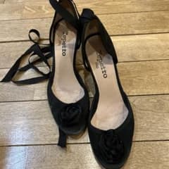 Repetto Black Heeled Shoes with Floral Embellishments