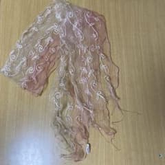刺繍入り シアー ストール ピンク系（シルク100%）のサムネイル