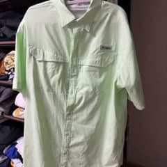 Columbia PFG 半袖フィッシングシャツ ライトグリーン