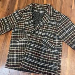 チェック　コート　黒