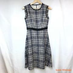 GINZA COUTURE ツイード Aライン ドレス ネイビー 2のサムネイル