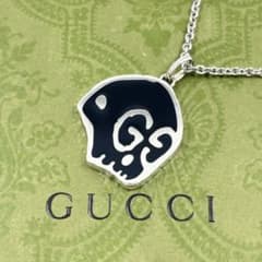 美品✨　グッチ　GUCCI ネックレス　ゴースト スカル　シルバー　スクエア　G 美品✨ GUCCI グッチ ネックレス スカル ゴースト GG シルバー 925
