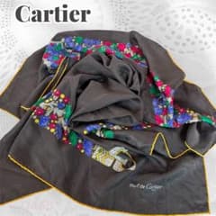 【Cartier】カルティエ ヴィンテージ シルクスカーフ 大判 85×85cm