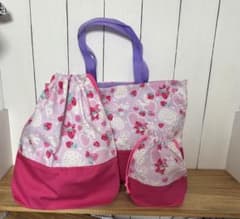 いちごとハートのレッスンバッグと巾着セットのサムネイル