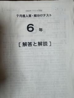 訳あり ！算数だけが紛失した！sapixサピックス7月度入室組分けテスト6