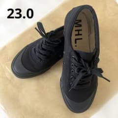 美品MHL.×ムーンスター コラボ キャンバススニーカー オールブラック 23