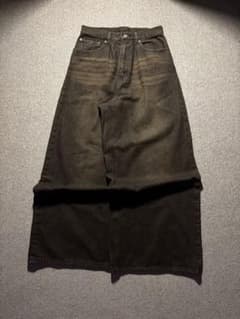 ワイドシルエット デニムパンツ ブラック　swag 着画ありのサムネイル
