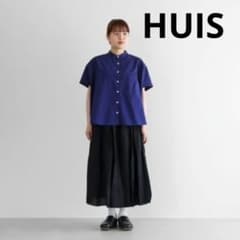 美品 HUIS 遠州織物 オーガニックコットン U110 ワイドシャツ ネイビー 美品 HUIS 遠州織物 オーガニックコットン U110 ワイドシャツ ネイビー