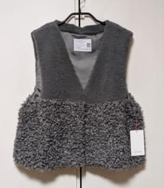 未使用】パシオーネ PASSIONE エコファー Vネック ノーカラーベスト