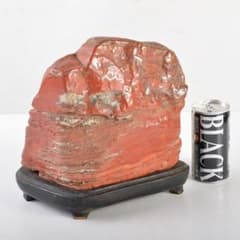 鑑賞石 天然石 赤石 赤玉石 置物 重さ約7.2㎏ 唐木台付 V R6071B