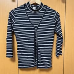 [お値下げしました] コムサアンサンブル春夏用　黒&グレー&シルバーボーダーのサムネイル