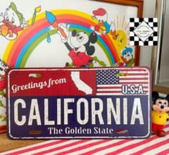 カリフォルニア　ナンバープレート　ブリキ看板　アメリカン雑貨　星条旗