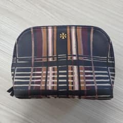 【ほぼ未使用】Tory Burch ストライプ柄レザーポーチのサムネイル