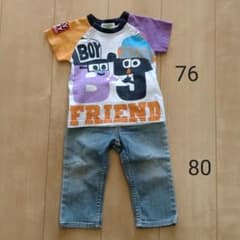 Tシャツとデニム半パンセット 76-80のサムネイル