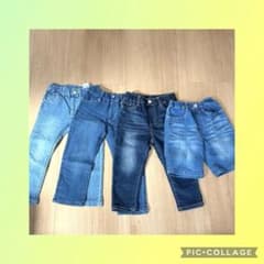 【美品】キッズデニム　ブルー スリムフィットジーンズ 4点セットのサムネイル