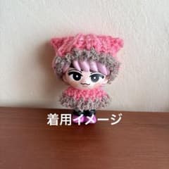 すのチルソフビサイズ 猫耳ニット帽＋ポンチョ2点セット(ピンク