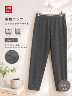 【UNIQLO】感動パンツ ストレッチテーパードパンツ DRY-EX グレー S