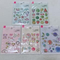 DAISO デコレーション シール 5点セット まとめ売り ぷっくり 立体のサムネイル