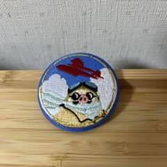 지브리 붉은 돼지 자수 브로치 캔 배지