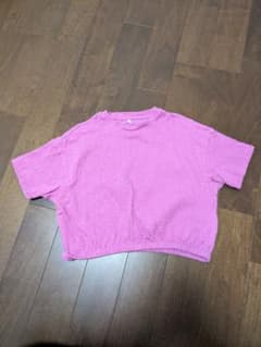 GU 子供半袖 シャーリング Tシャツ ピンクのサムネイル