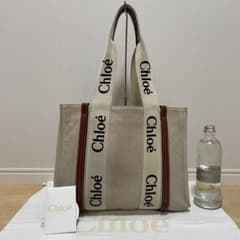 ■Chloe（クロエ）良品 / キャンパス×レザー / ハンドバッグ/ベージュ系 □Chloe（クロエ）良品 / キャンパス×レザー / ハンドバッグ/ベージュ