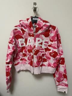 BAPE ピンク レッド カモフラージュ クロップドパーカーのサムネイル