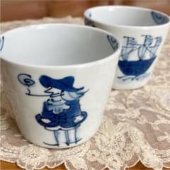 有田焼の蕎麦猪口　南蛮人染付　2個のサムネイル