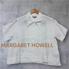 極美品♪マーガレットハウエル リネン ボウタイブラウス リボンブラウス 麻 半袖 MARGARET HOWELL - 美品♪マーガレットハウエル リネン ボウタイ