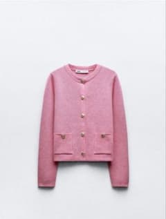 ⭐︎人気商品⭐︎ZARA ピンク ゴールドボタンニットカーディガン　ザラ　美品のサムネイル