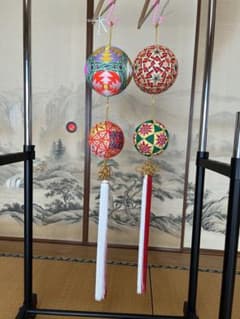 本場柳川】特大 柳川まり 二段吊り飾り 2点セット（対） 伝統工芸品 雛