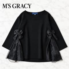상태좋음 M'S GRACY 사이드 리본 오간지 탑스 38 블랙